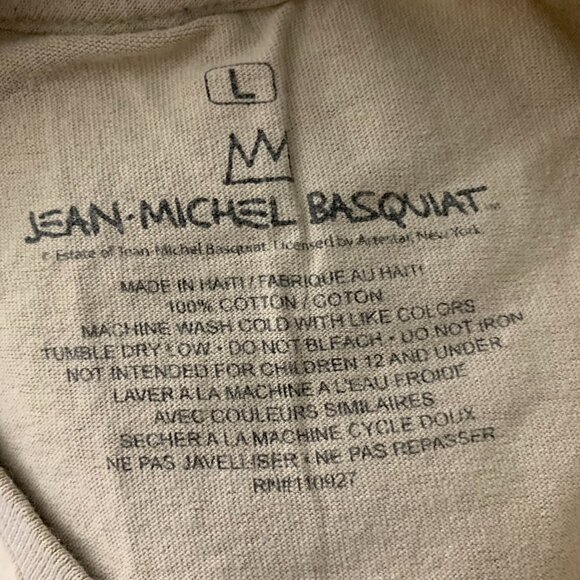 Jean Michel Basquiat Crewneck T Shirt L Beige Short Sleeve Neo Expressionism Art - Picture 6 of 6